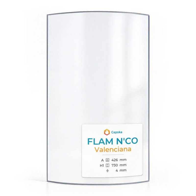 FLAM N'CO VALENCIANA Glass Panel - Curved Design for Wood Burning Stove