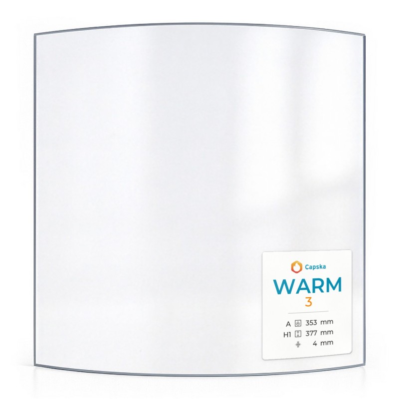 Warm 3 Curved Glass 353x377x4mm - Wood Stove - Capska