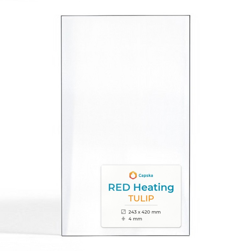 Vetro Red Heating TULIP per stufa a pellet - Dimensioni 243 x 420 x 4 mm