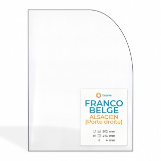 Vetro Franco Belge ALSACIEN (porta destra) - Vetro 1 angolo arrotondato per stufa a legna