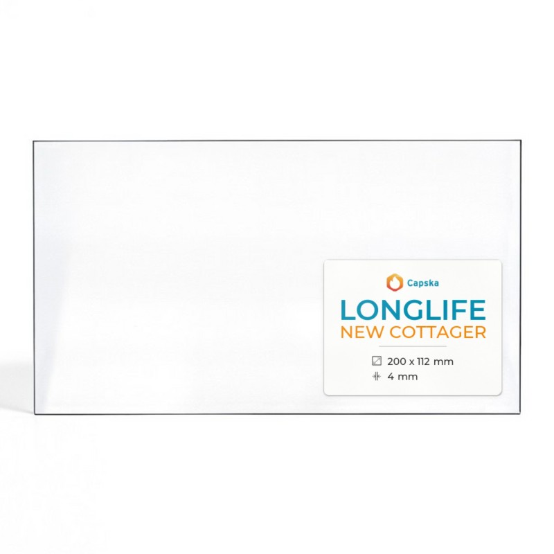 Longlife NEW COTTAGER Glas - Rechteck Kaminglas für Kaminofen