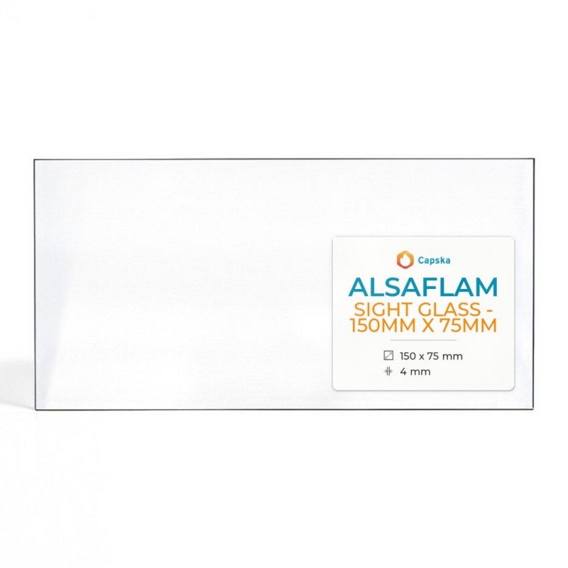 Alsaflam SIGHT GLASS - 150MM X 75MM - Rechteck Kaminglas für Kaminofen