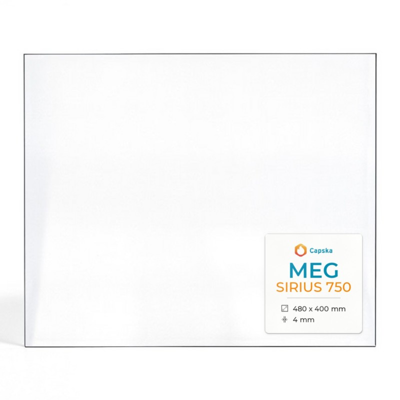 Meg SIRIUS 750 Glas - Rechteck Kaminglas für Kaminofen