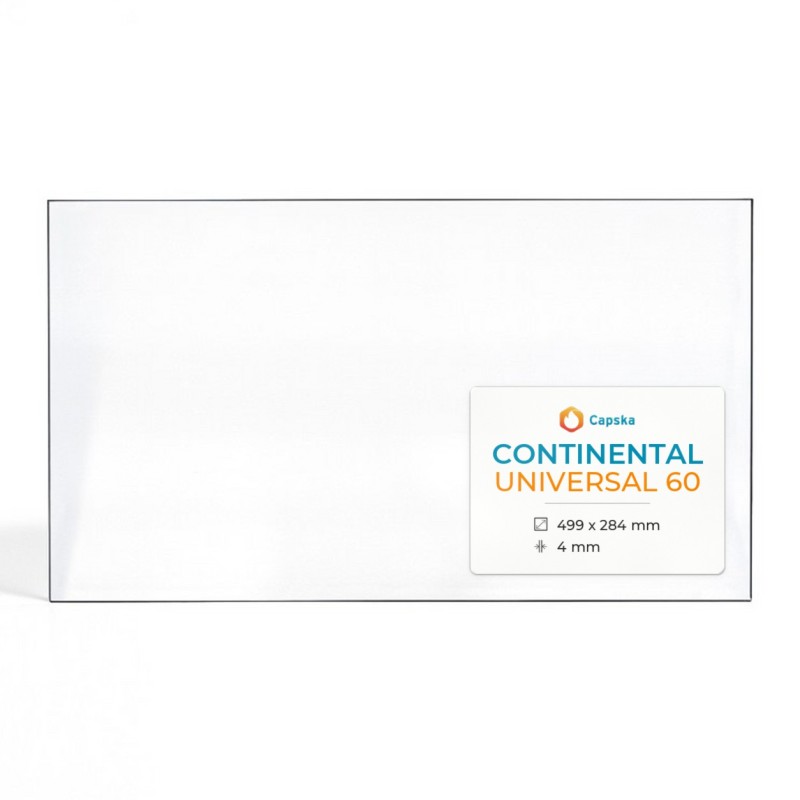 Continental UNIVERSAL 60 Glas - Rechteck Kaminglas für Kaminofen