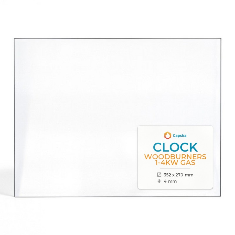 Vitre Clock WOODBURNERS 1-4KW GAS - Verre Rectangle pour poêle à bois