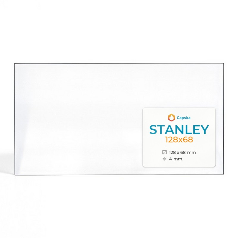 Stanley 128X68 Glas - Rechteck Kaminglas für Kaminofen