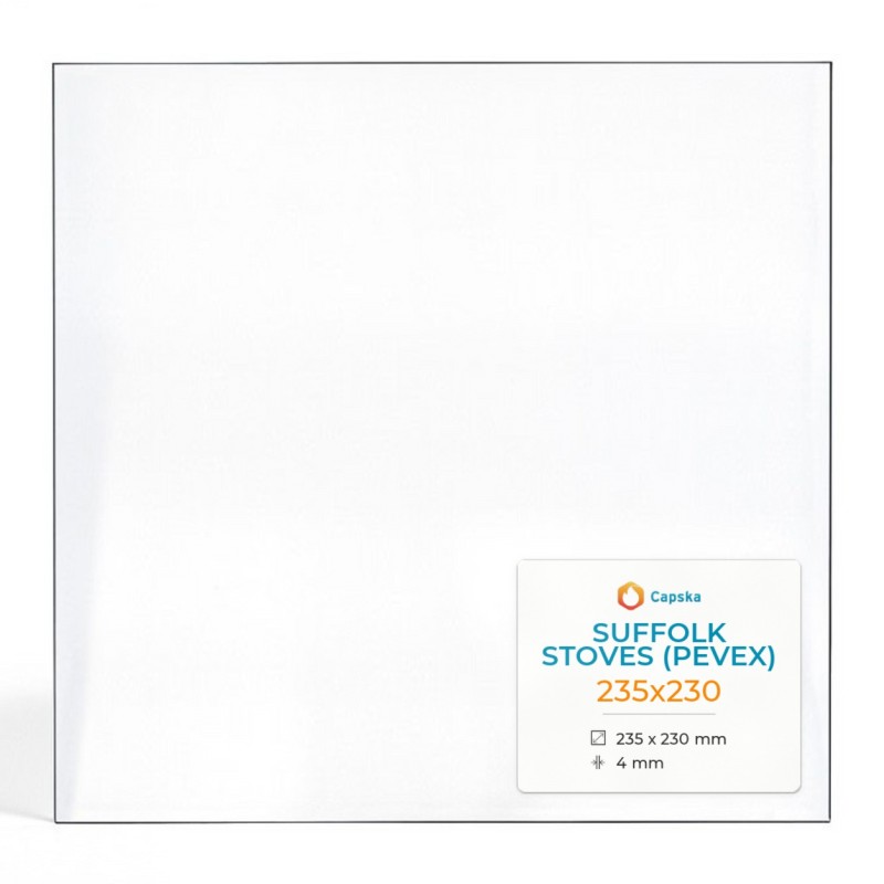 Vitre Suffolk Stoves (Pevex) 235X230 - Verre Rectangle pour poêle à bois