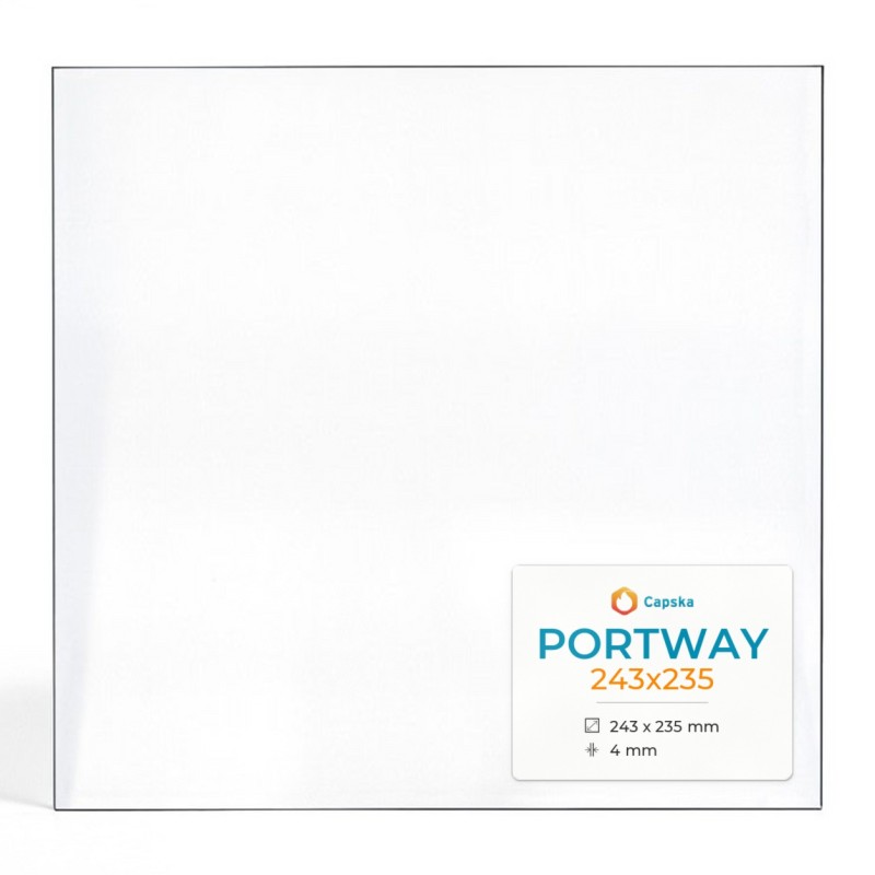 Vitre Portway 243X235 - Verre Rectangle pour poêle à bois