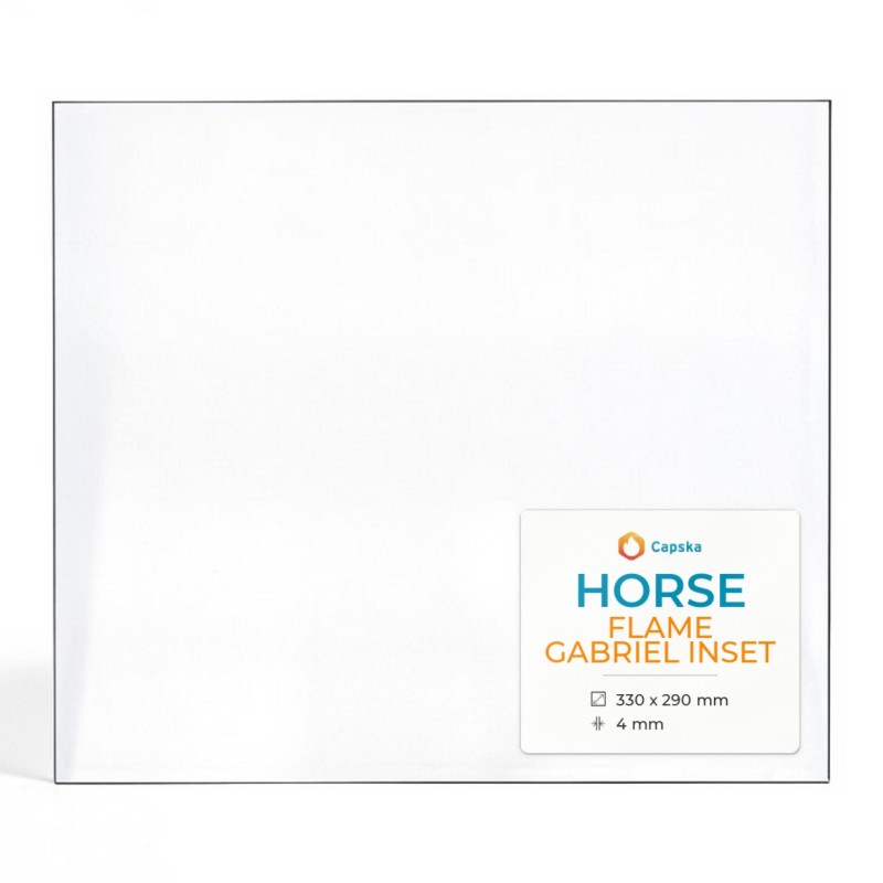 HORSE FLAME GABRIEL INSET Glass - Rectangular Panel for Wood Burning Stove