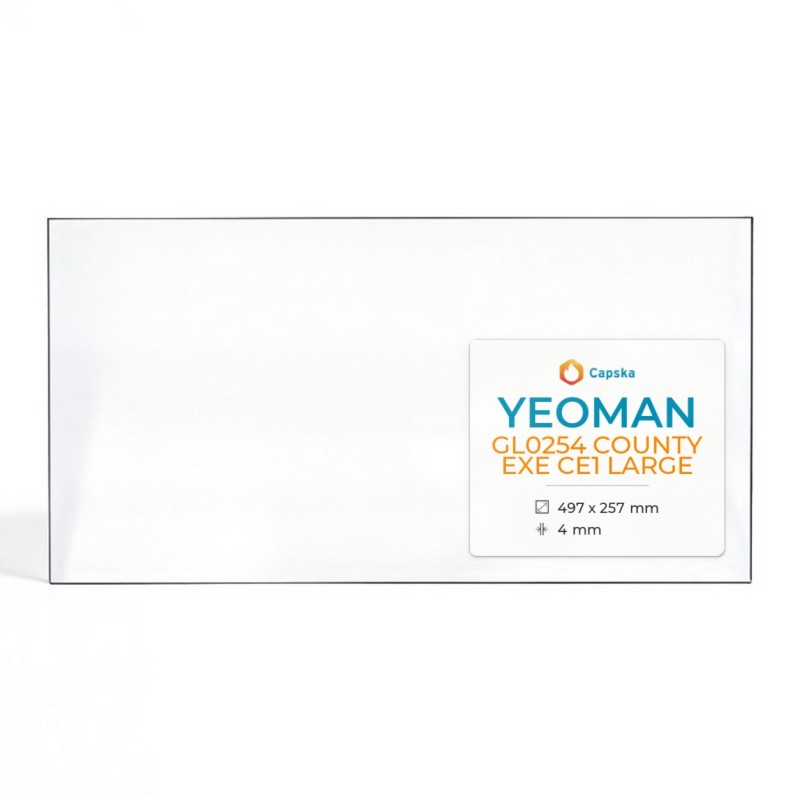 Yeoman GL0254 COUNTY EXE CE1 LARGE Glas - Rechteck Kaminglas