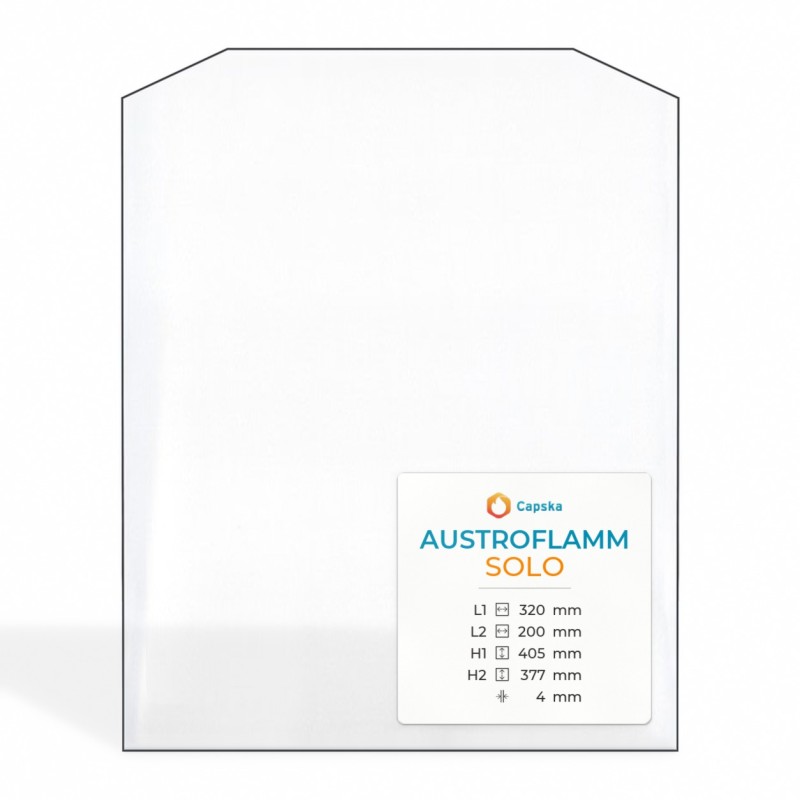 Austroflamm SOLO Glas - 2 geschnittene Ecken Kaminglas