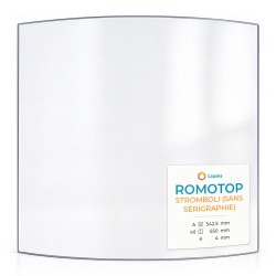 Vitre Romotop STROMBOLI (sans sérigraphie) - Verre Courbe pour poêle à bois