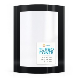 Turbo Fonte GAREL Glas - in sich gebogenes Siebdruck Kaminglas für Kaminofen