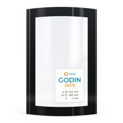 Godin JADE Glass - Curved Screen-printed glass panel for wood burning stove