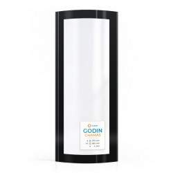Godin CHAMAS Glas - in sich gebogenes Seitlich Siebdruck Kaminglas für Kaminofen