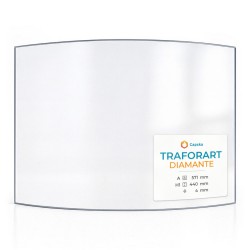 Traforart DIAMANTE Glas - in sich gebogenes Kaminglas für Holzkamin