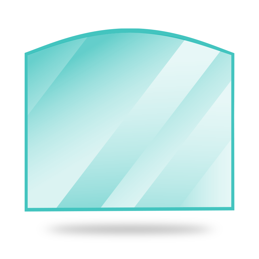 Flaches Glas mit einer abgerundeten Seite